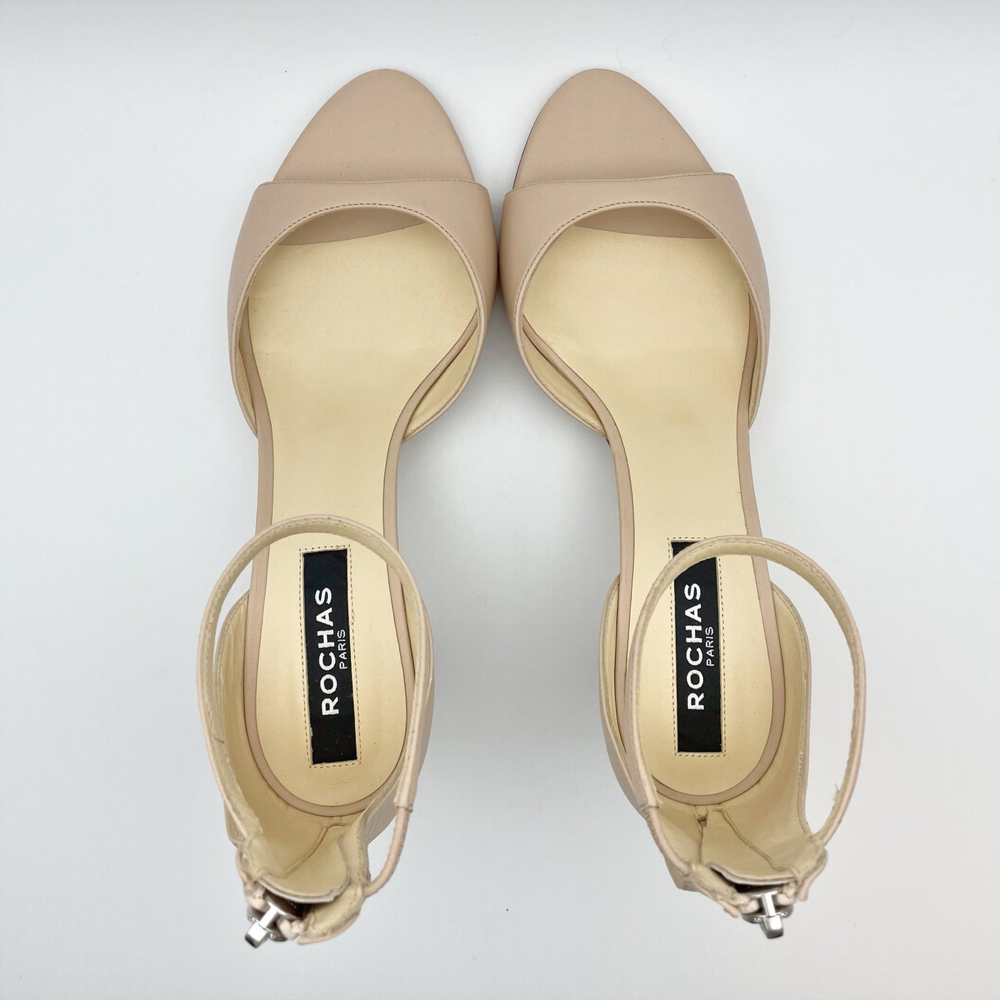 Rochas Paris Womens Nappa Carne Icon Heel EU 38 US 8 Nude Tan Leather EUC