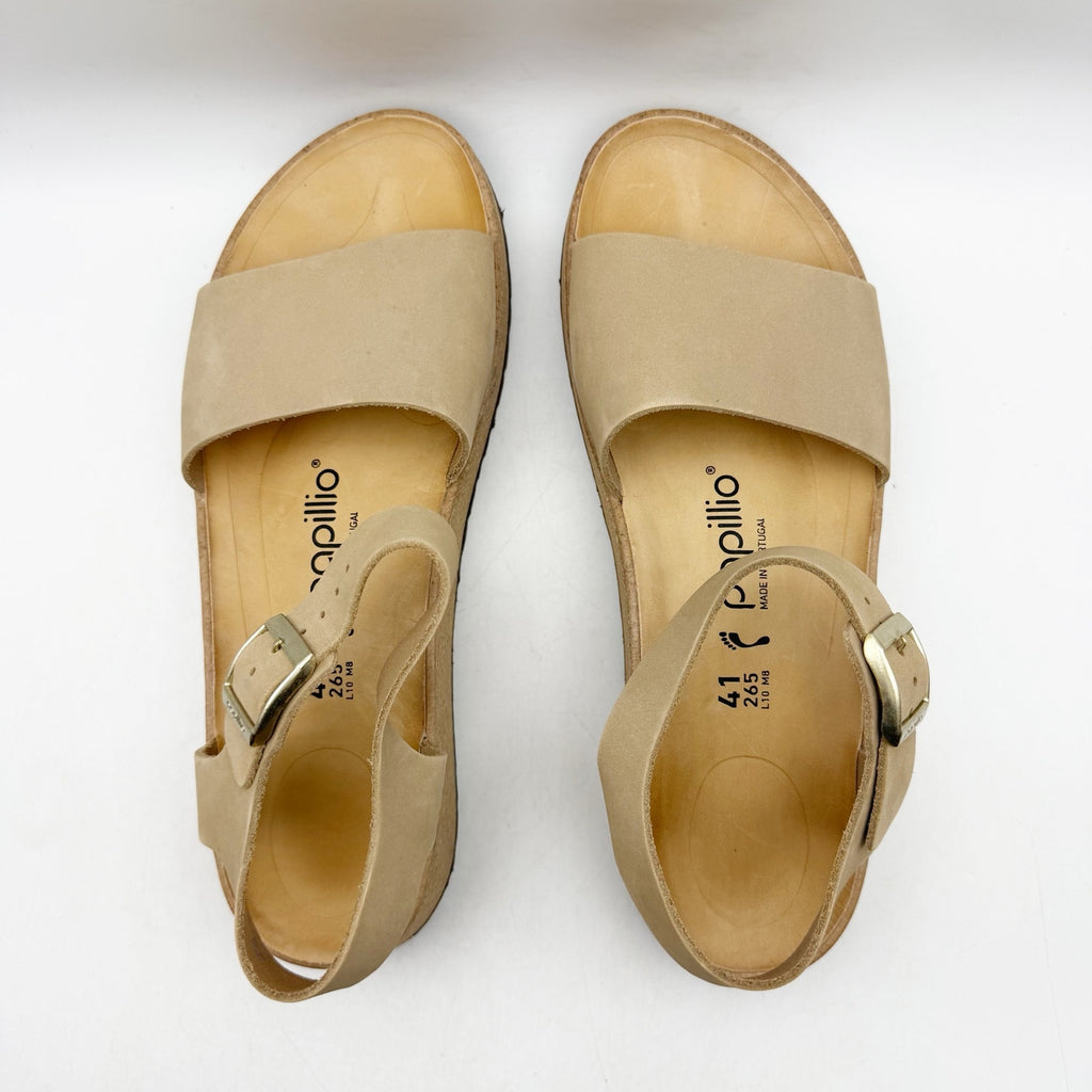 Papillio Birkenstock Womens Glenda Platform Sandals EU 41 US 10 Tan Leather NWOB