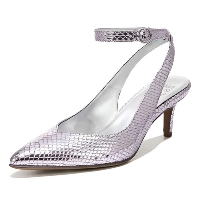 Naturalizer Womens Eliya Slingback Pumps US 8.5 Wide Purple Metallic Leather NIB