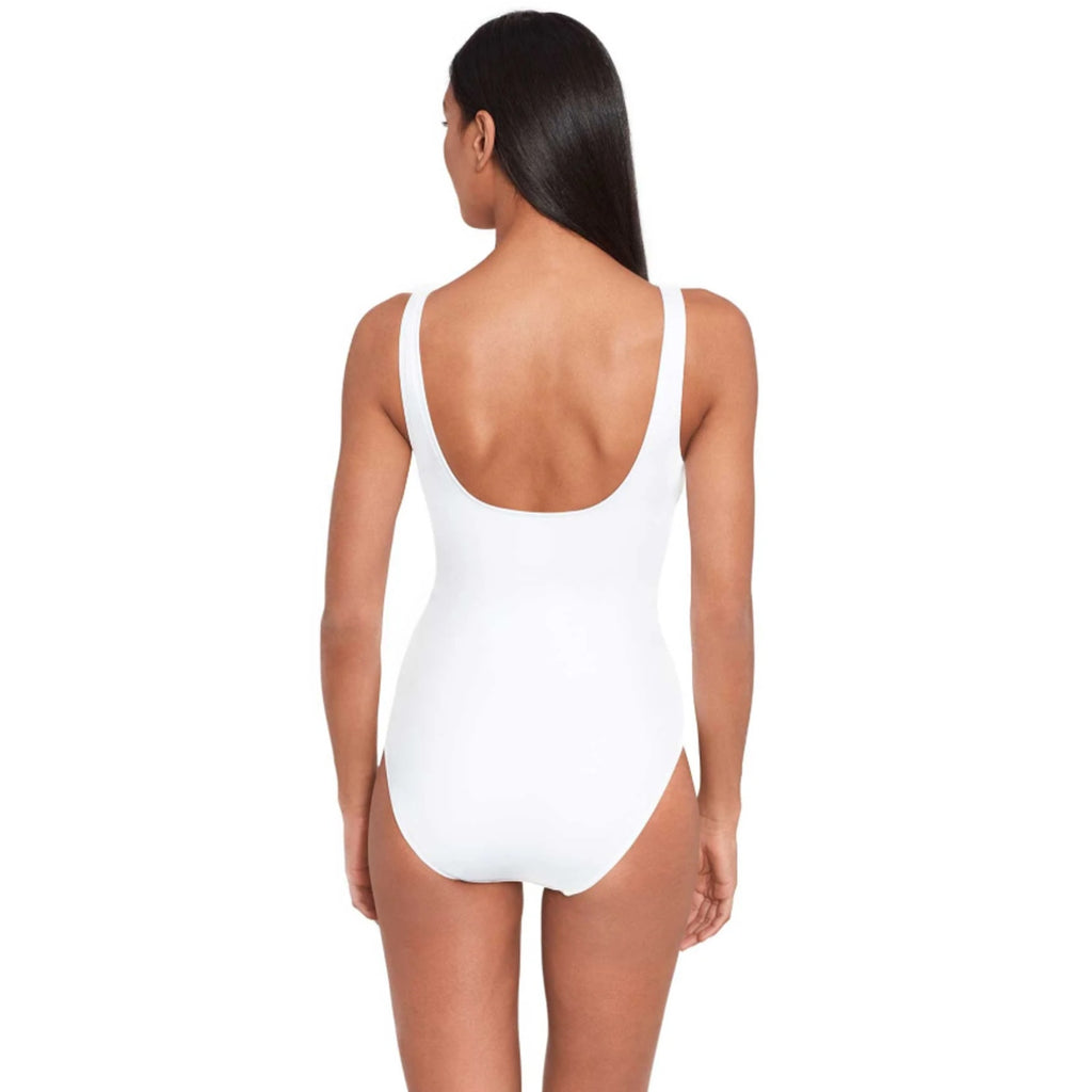 LAUREN RALPH LAUREN One Piece Swimsuit Size 10 White Beach Club Solid Ring NWT