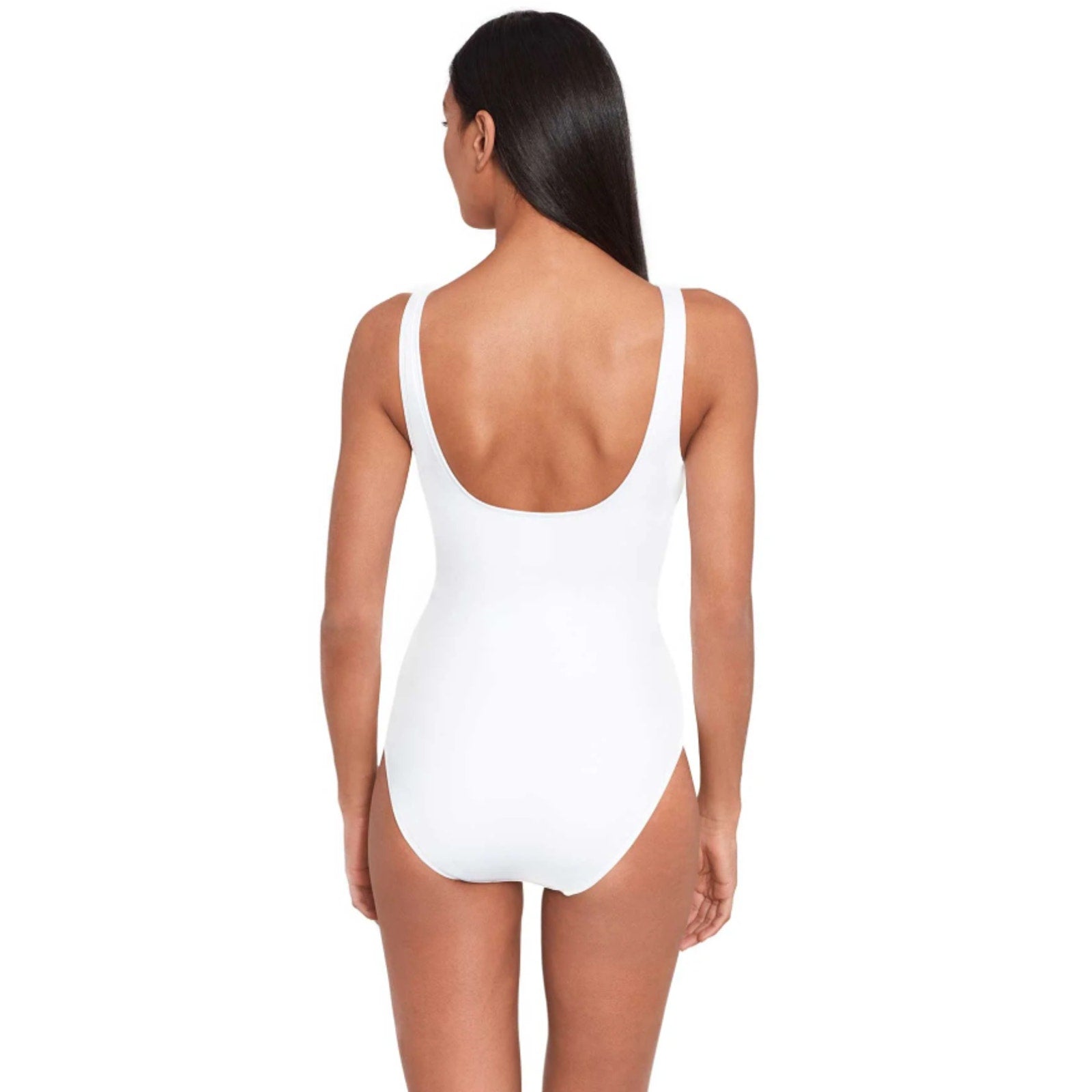 LAUREN RALPH LAUREN One Piece Swimsuit Size 10 White Beach Club Solid Ring NWT