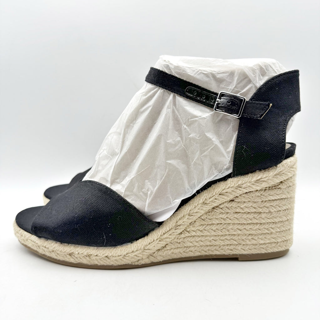 LifeStride Womens Tess Wedge Espadrille Sandals US 11 Wide EU 42 Black NIB