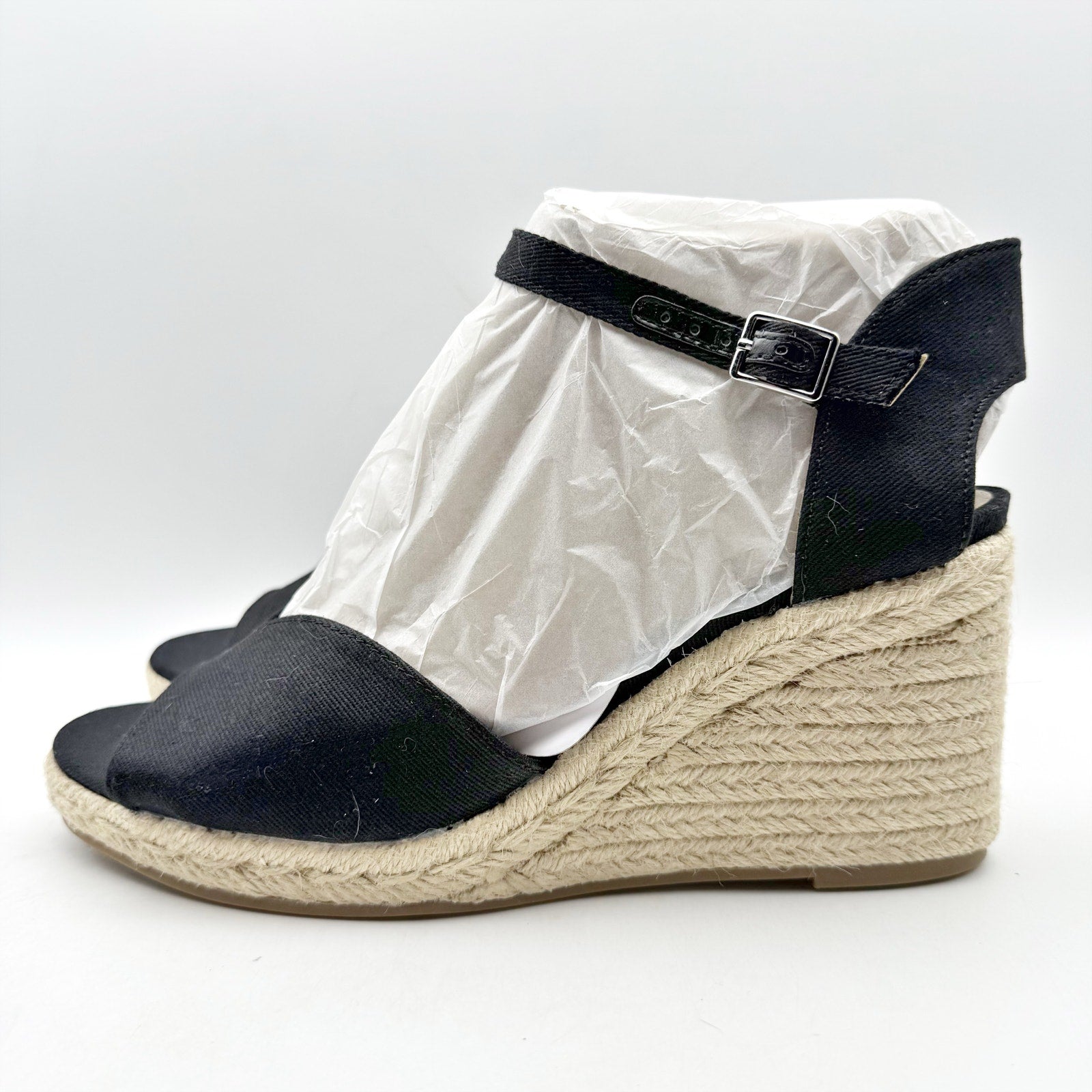 LifeStride Womens Tess Wedge Espadrille Sandals US 11 Wide EU 42 Black NIB