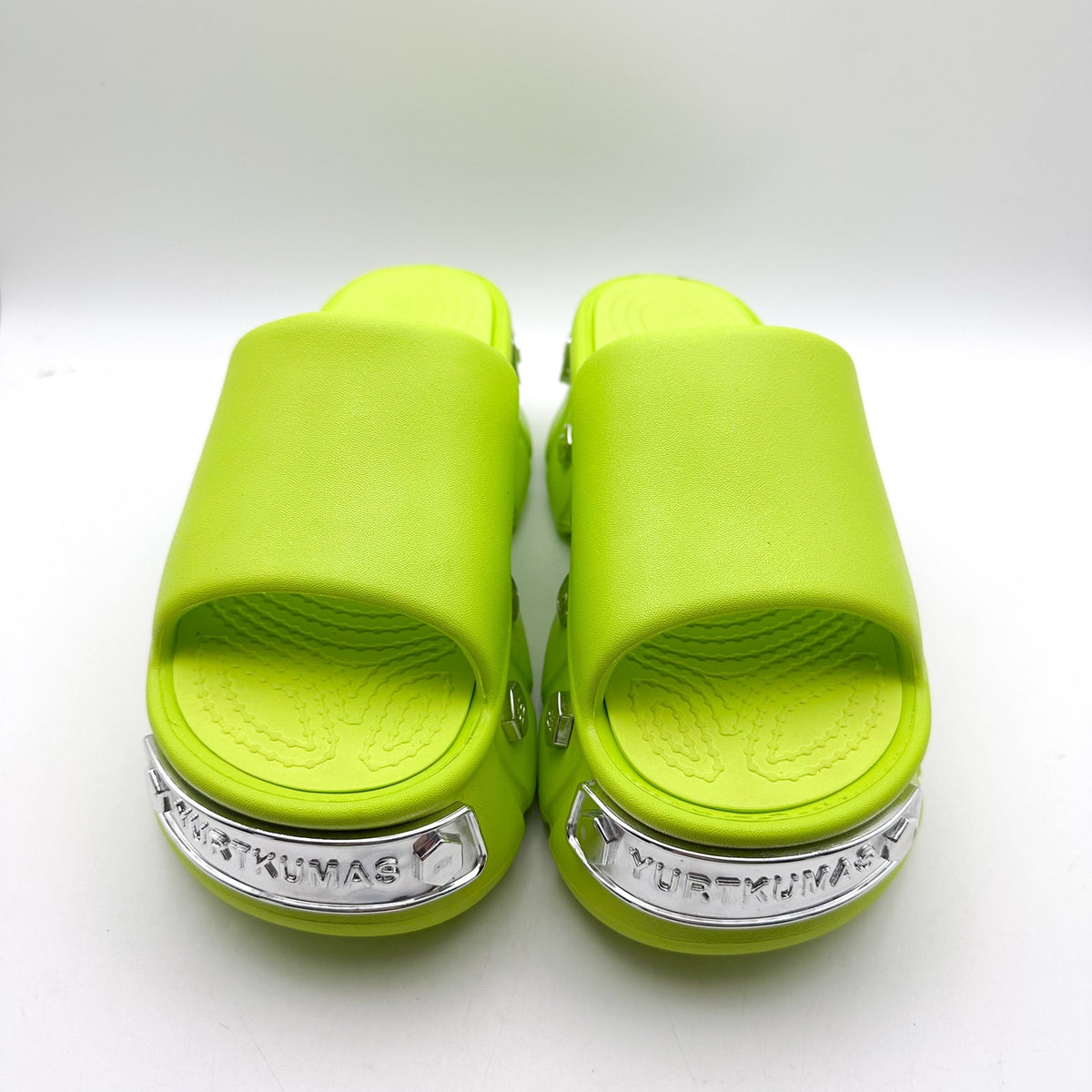 YURTKUMAS Womens Chunky Platform Slide Sandals Size 9 EU 39-40 Lime Green NWOB
