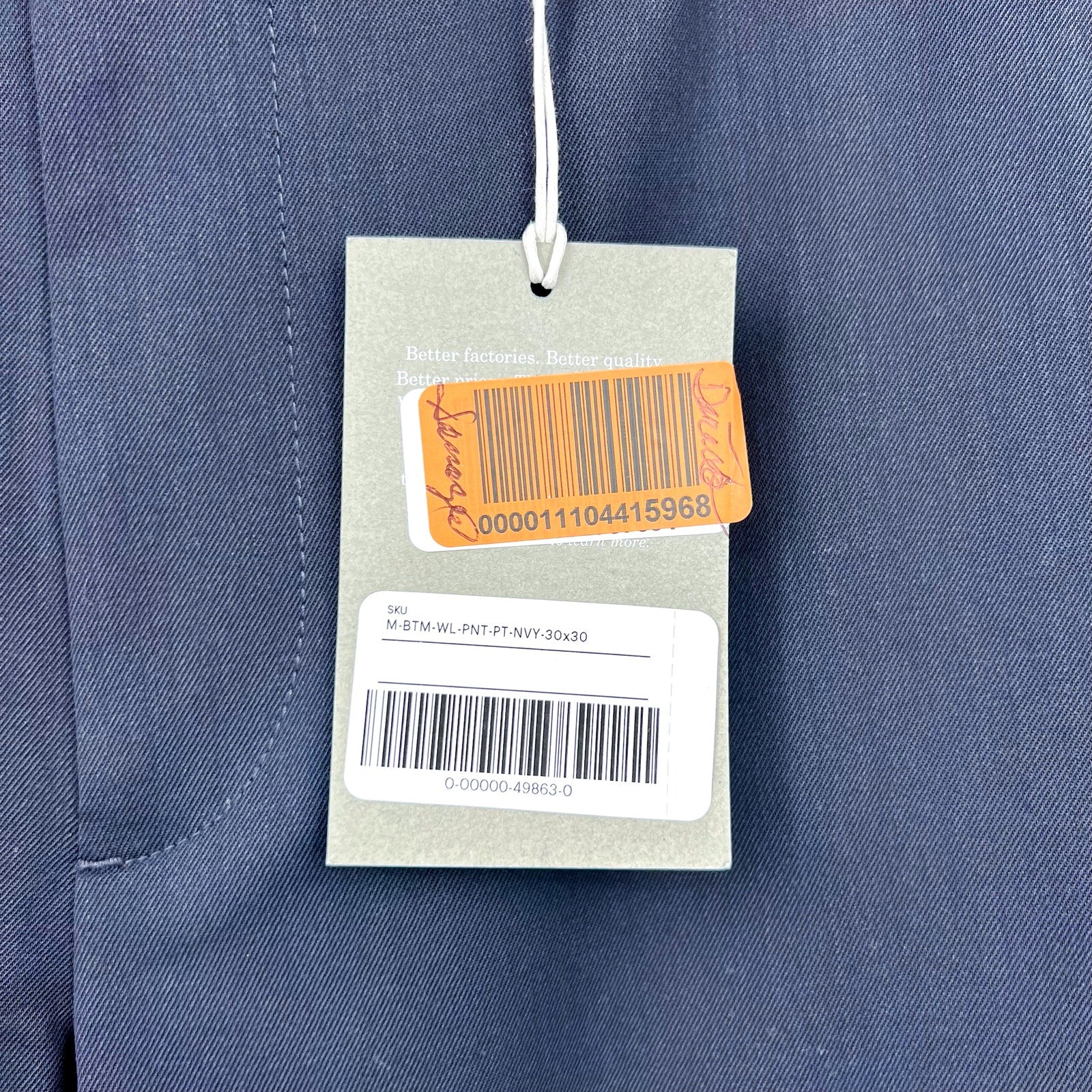EVERLANE Men's Italian Wool Slim Dress Pants 30x30 Navy Blue Flat Front NWT