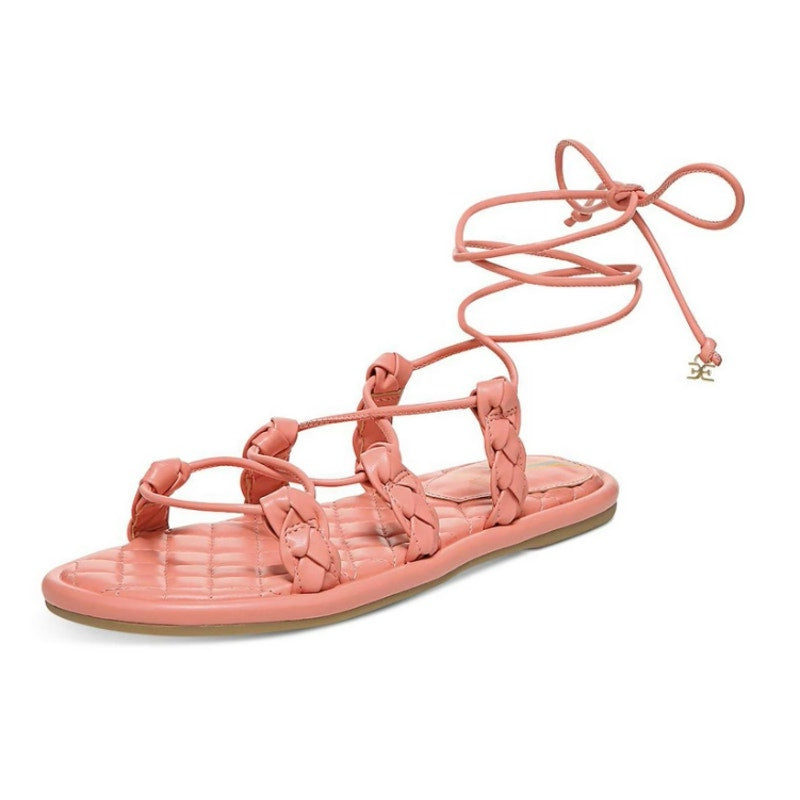Sam Edelman Womens Zariah Sandals Size 8.5 M EU 38.5 Pink Strappy Lace Up NIB