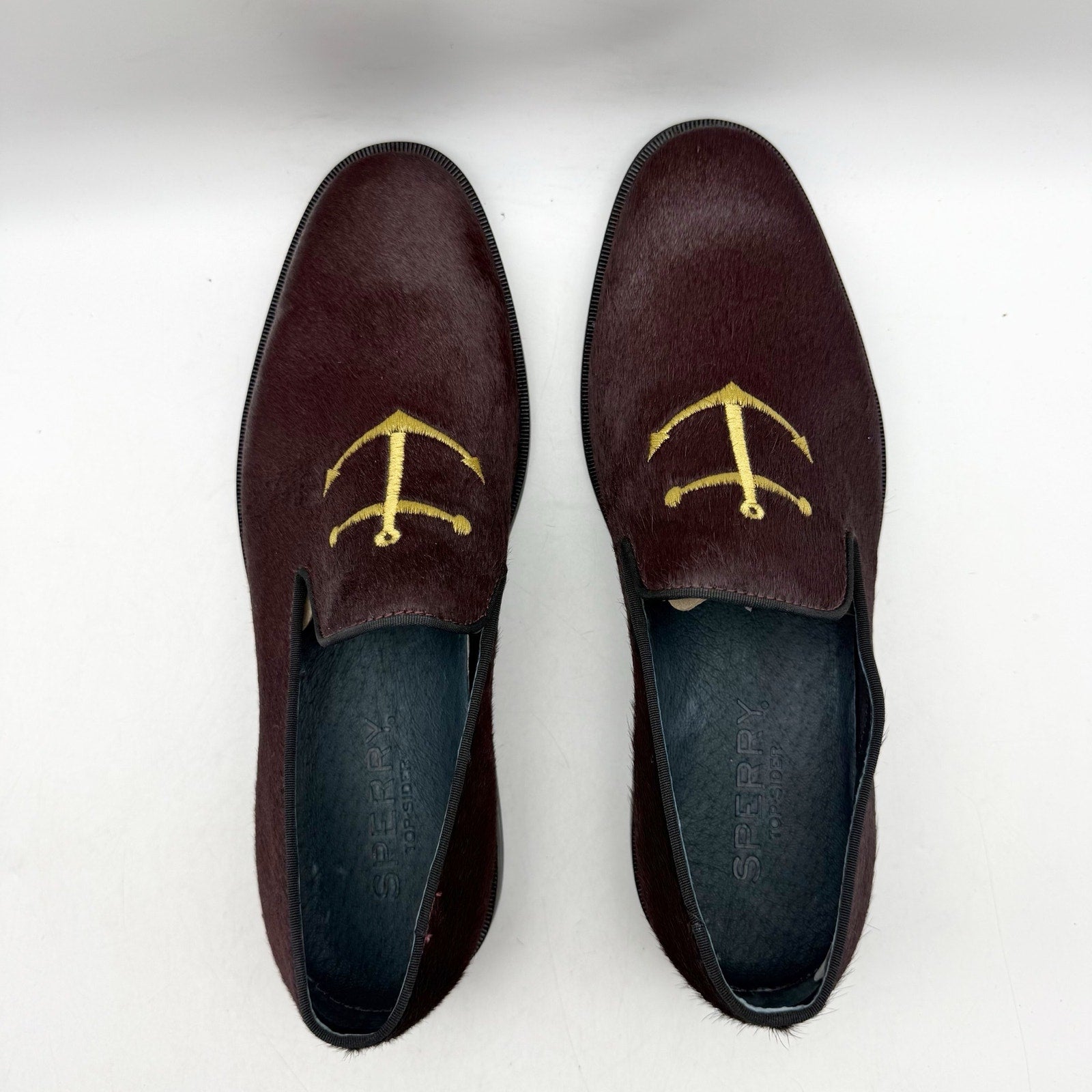 Sperry Mens Overlook Smoking Slipper Loafers Size 8 Brown Slip On Anchor NWOB