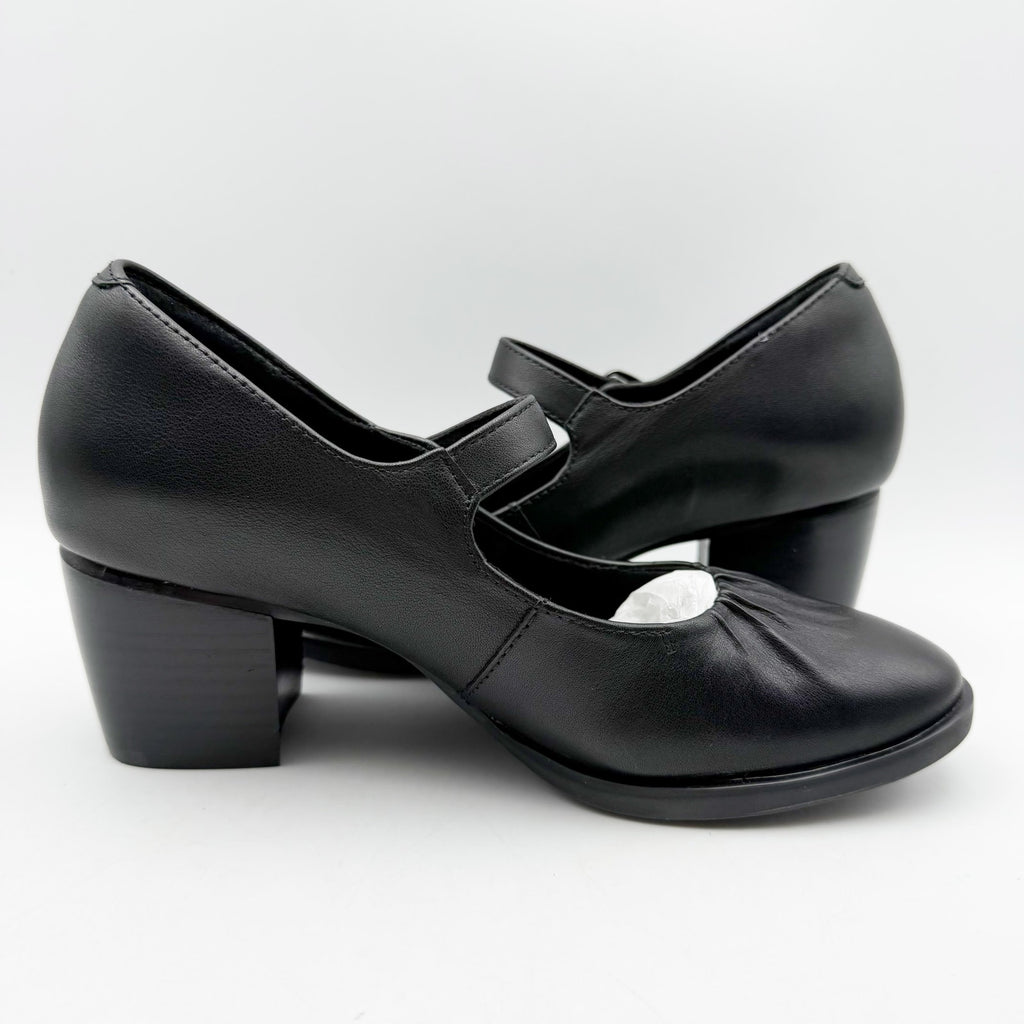 Aetrex Womens Sara Mary Jane Pumps EU 36 US 6-6.5 Black Leather Heels NIB