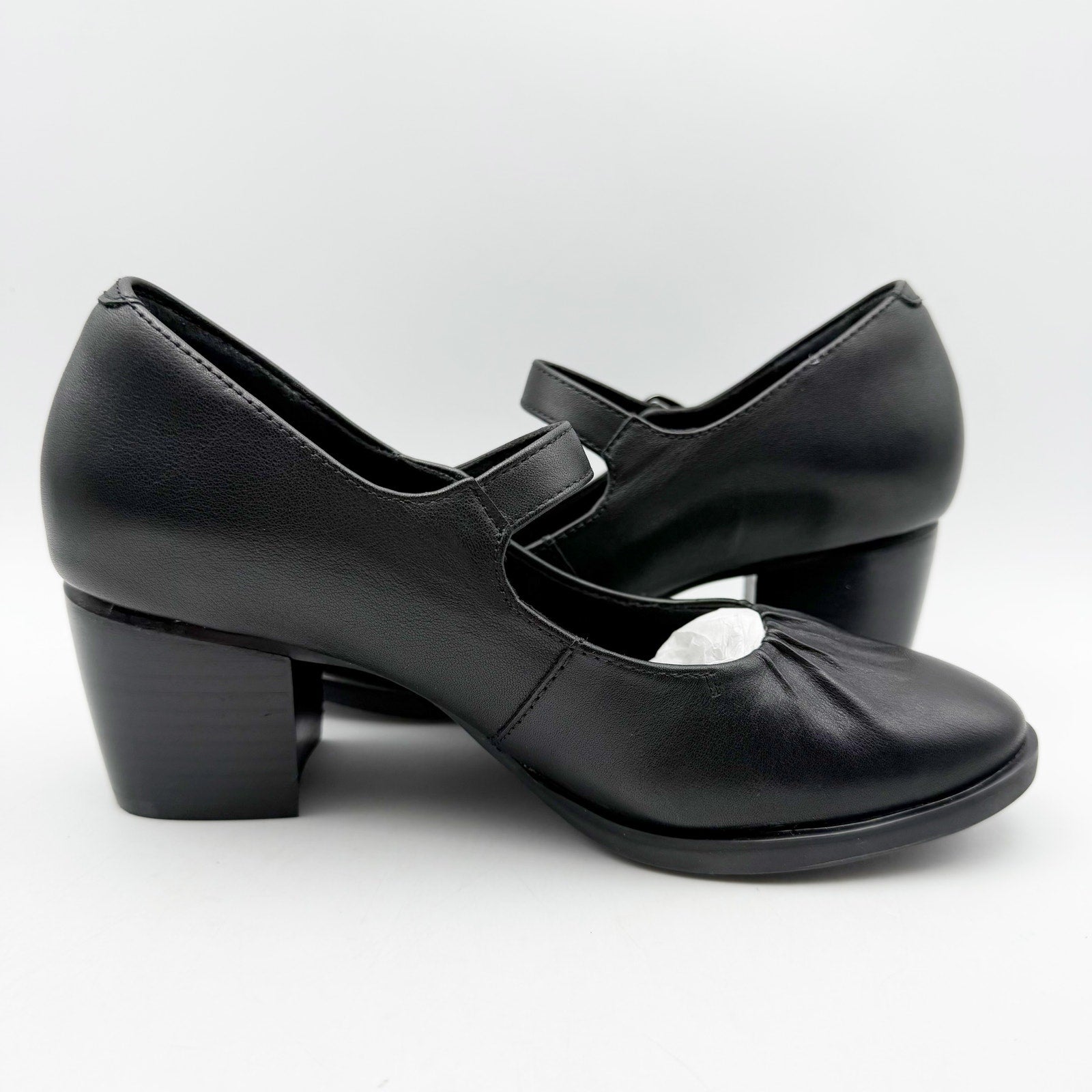 Aetrex Womens Sara Mary Jane Pumps EU 36 US 6-6.5 Black Leather Heels NIB