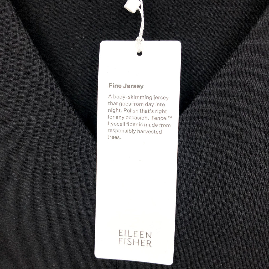 EILEEN FISHER Women's Fine Jersey Long Sleeve V-Neck Top XS Black Slim Fit NWT