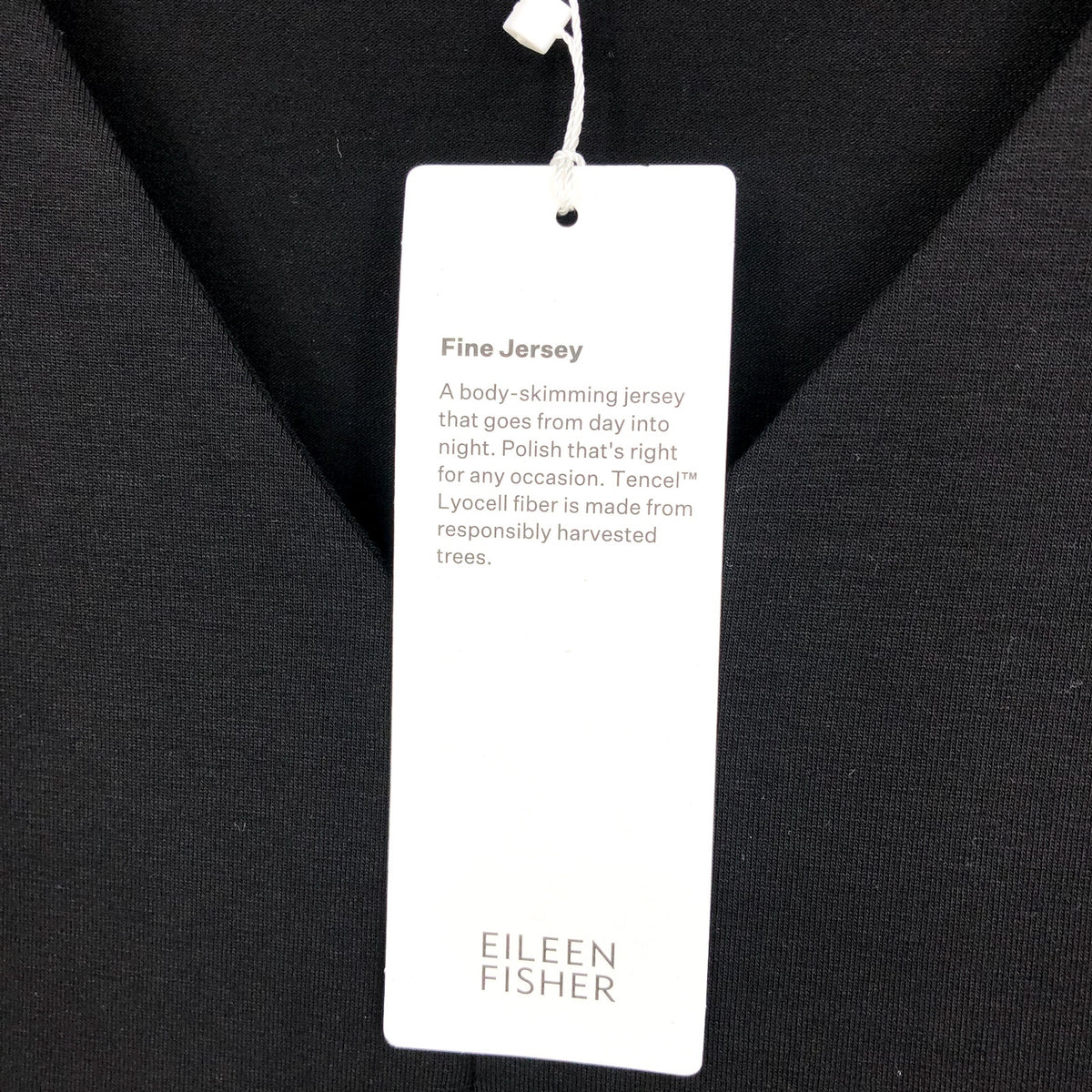 EILEEN FISHER Women's Fine Jersey Long Sleeve V-Neck Top XS Black Slim Fit NWT