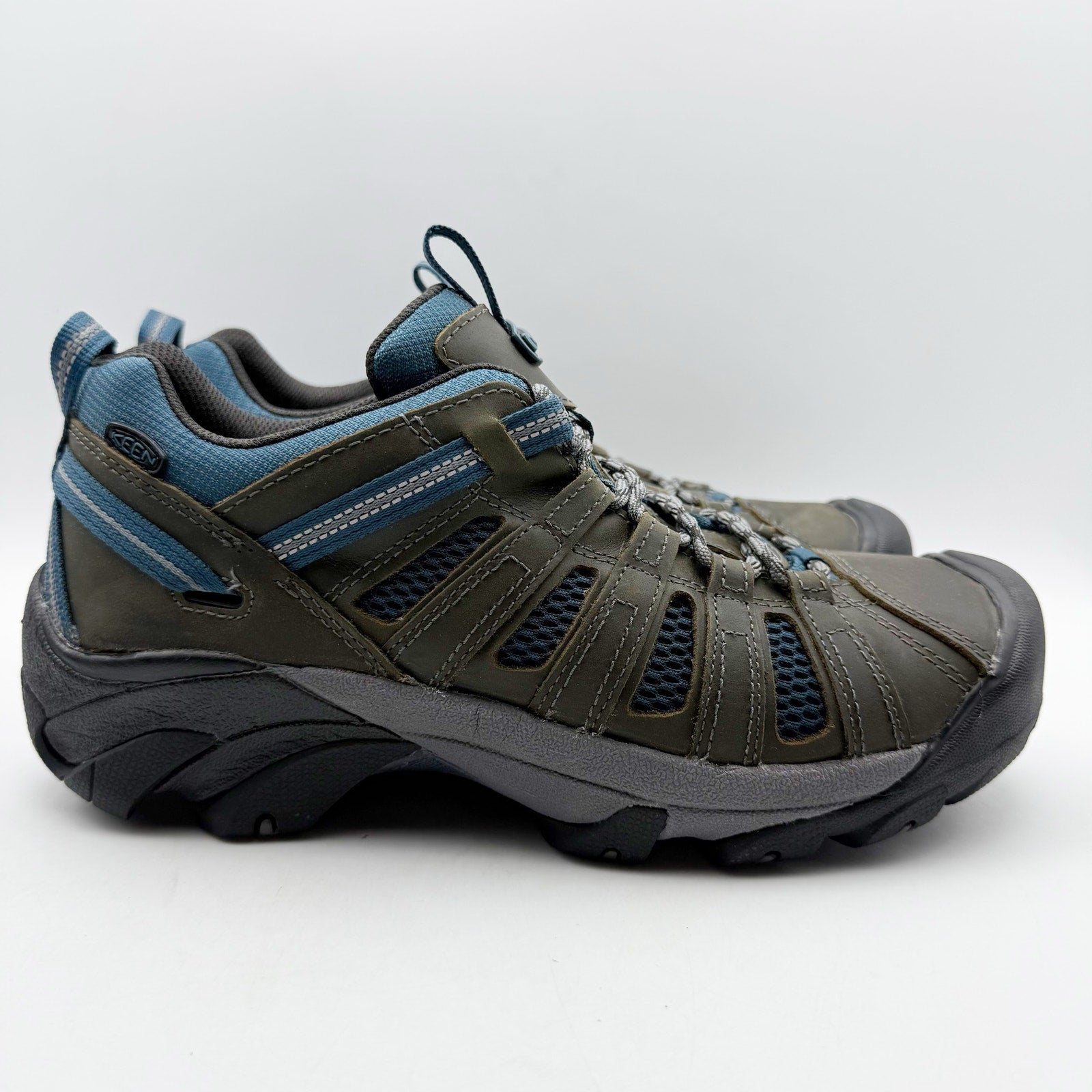 Keen Mens Voyageur Hiking Shoes US 12 EU 46 Brown Blue Water Resistant NWOB