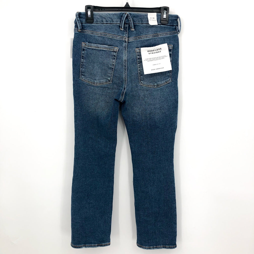 GOOD AMERICAN Good Straight Ripped Ankle Jeans Size 29 US 8 Indigo Blue NWT