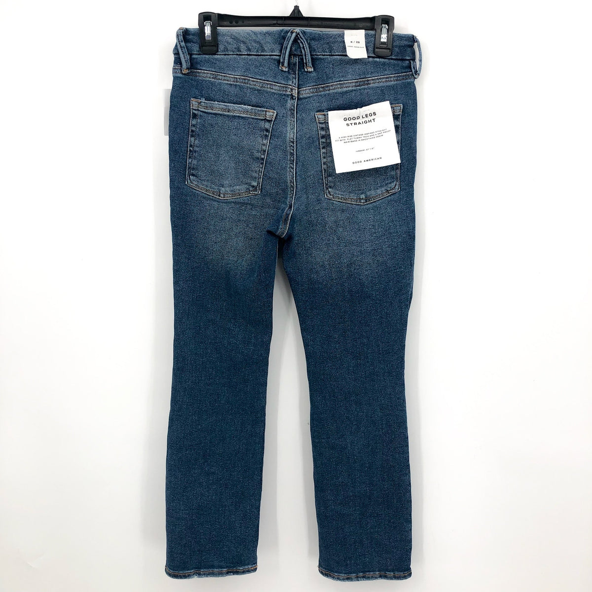 GOOD AMERICAN Good Straight Ripped Ankle Jeans Size 29 US 8 Indigo Blue NWT