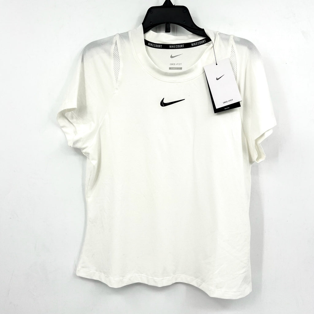 NIKE Women's Court Advantage Tennis T-Shirt Large White Short Sleeve Dri-Fit NWT
