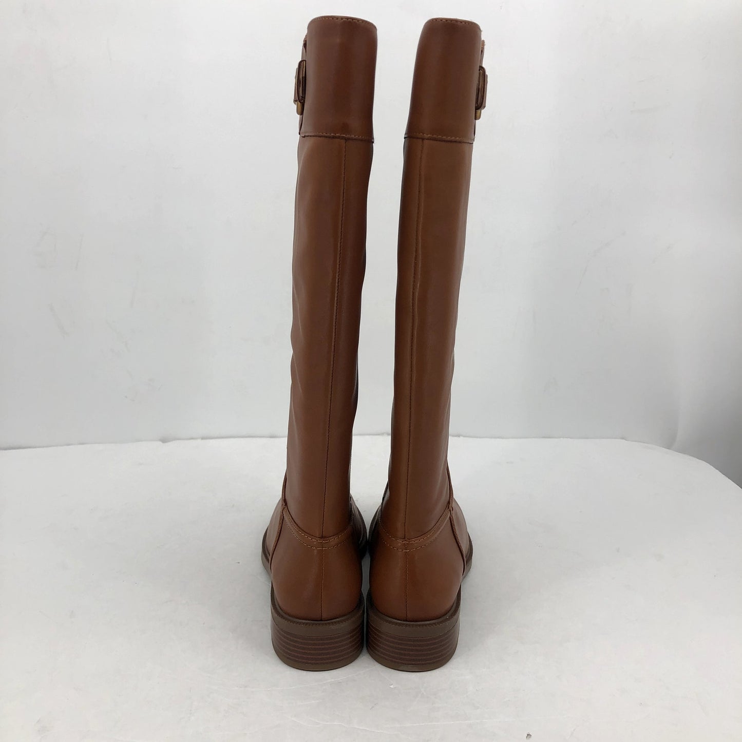 Vince Camuto Womens Leather Riding Boots Andalian Size 7 Brown Golden Walnut NWB