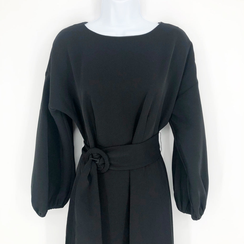 Sachin & Babi Annie Belted Midi Sheath Dress 2 Black Long Sleeve $450