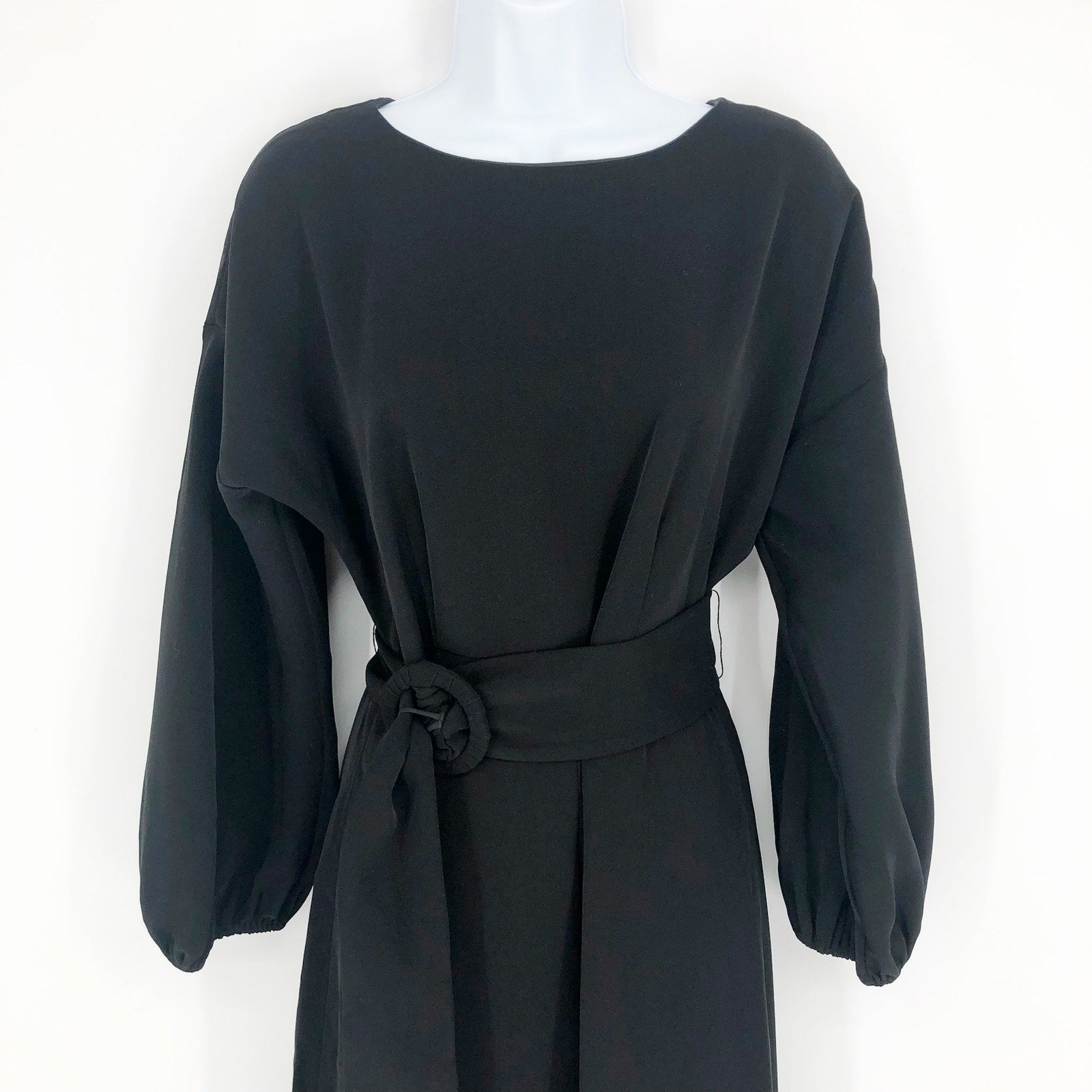Sachin & Babi Annie Belted Midi Sheath Dress 2 Black Long Sleeve $450