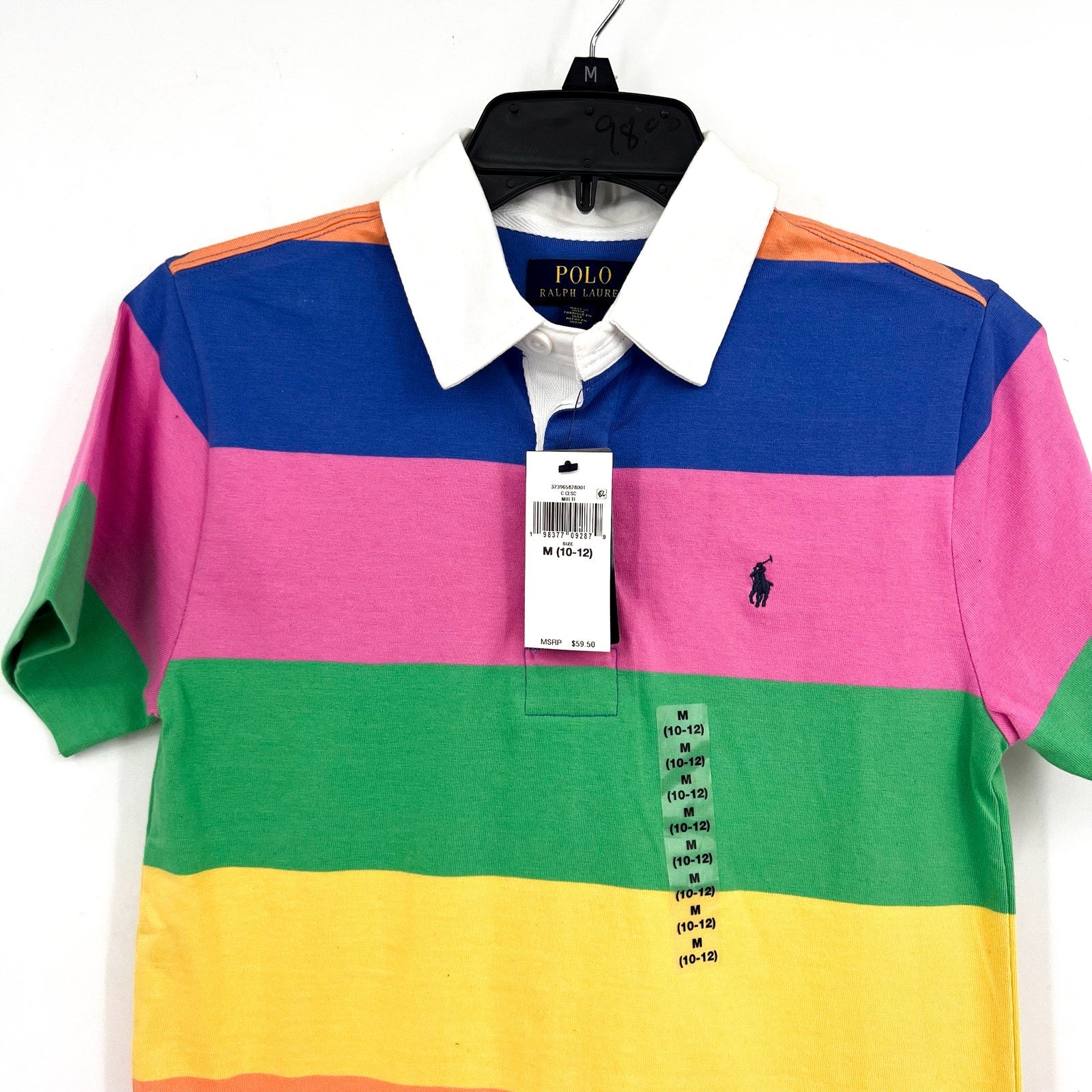 POLO RALPH LAUREN Kids Short-Sleeve Rugby Polo Shirt Medium Striped Cotton NWT