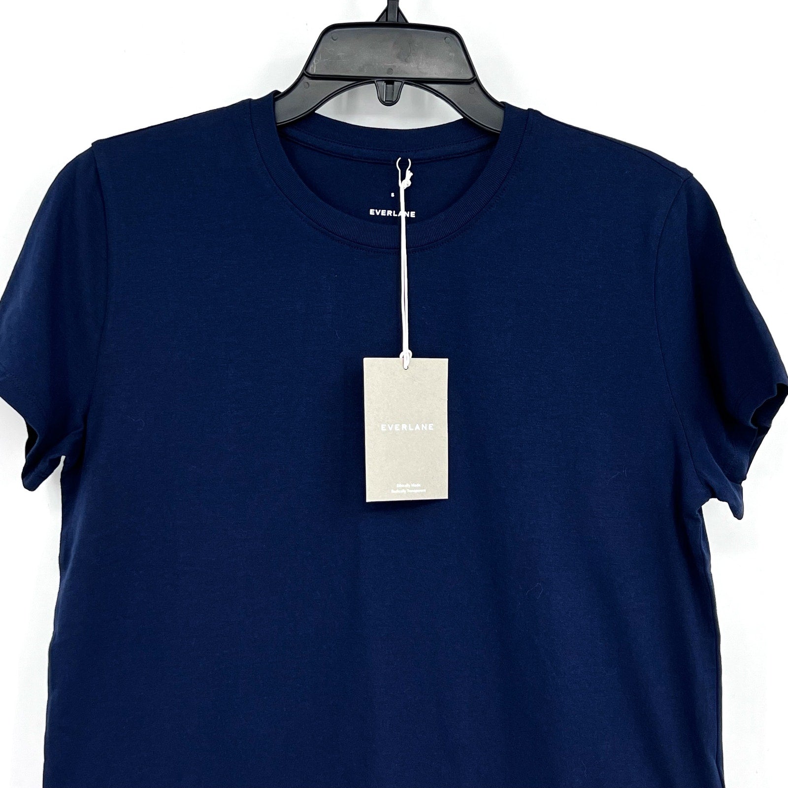 EVERLANE Women's The Box-Cut Tee Small Navy Blue Essential Cotton Crewneck NWT