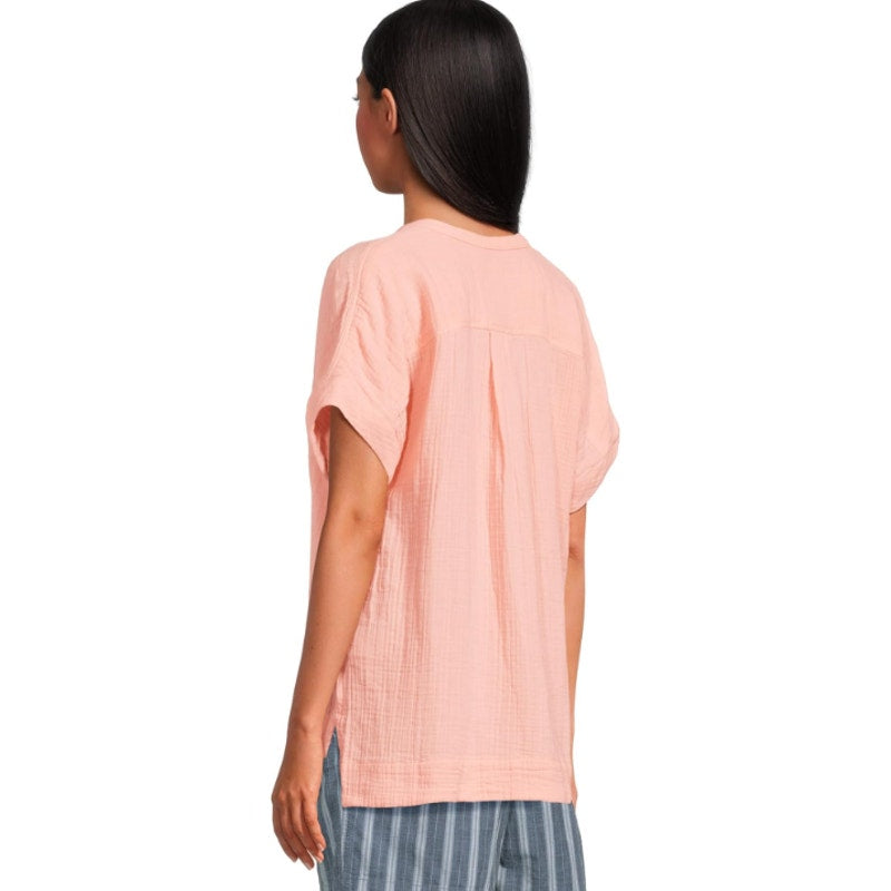 L.L. BEAN Women's Cloud Gauze Short Sleeve Shirt Medium Reg Coral Quartz NWT