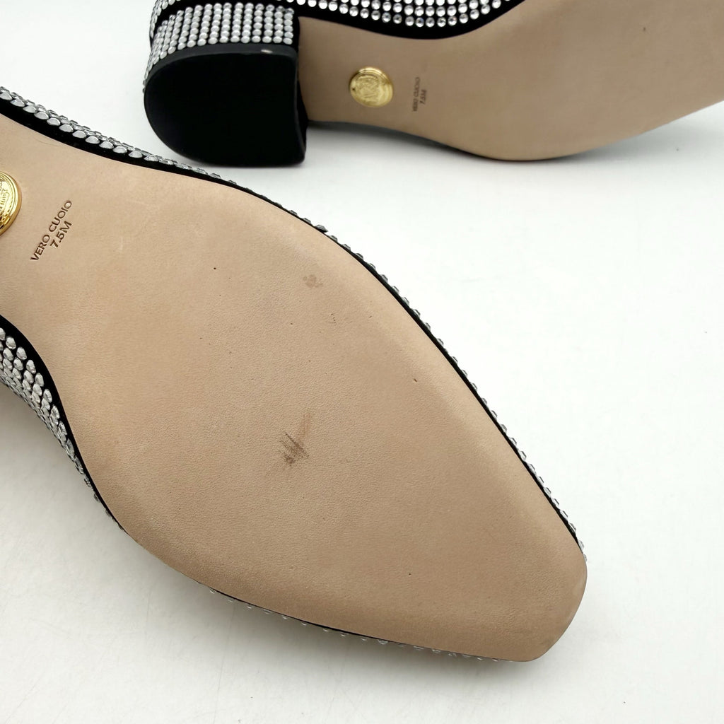 Veronica Beard Women Cecile Ballet Pump US 7.5 Silver Black Suede Rhinestone NIB