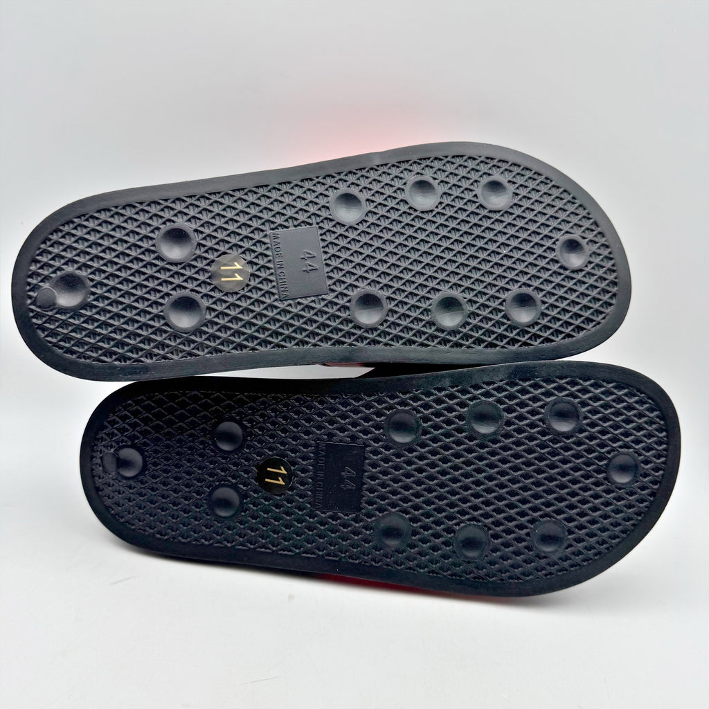73 Studio Mens Chicago Slides US 11 EU 44 Red Black Rubber NWOB