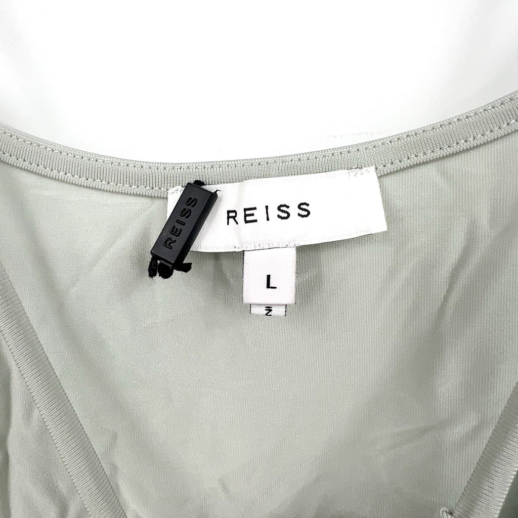 REISS Womens Cierra Strappy Off-Shoulder Short Sleeve Top Large Light Green NWOT