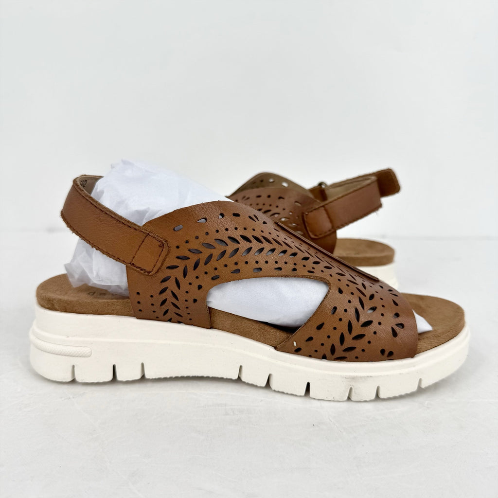 David Tate Womens Mindy Wedge Sandals US 5 M Dark Brown Leather NIB