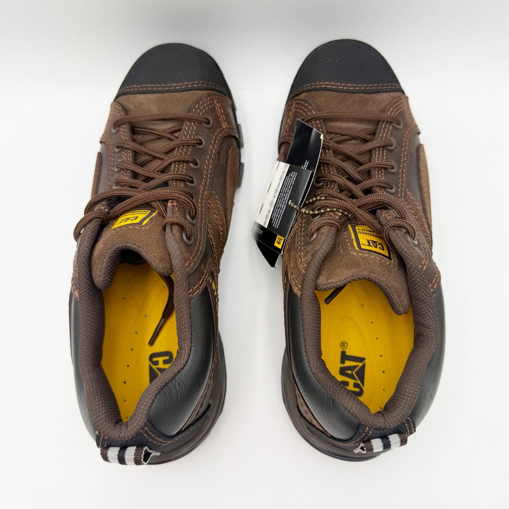 Caterpillar Mens Argon Composite Toe Work Shoes Size 7 WIDE Brown Leather NIB