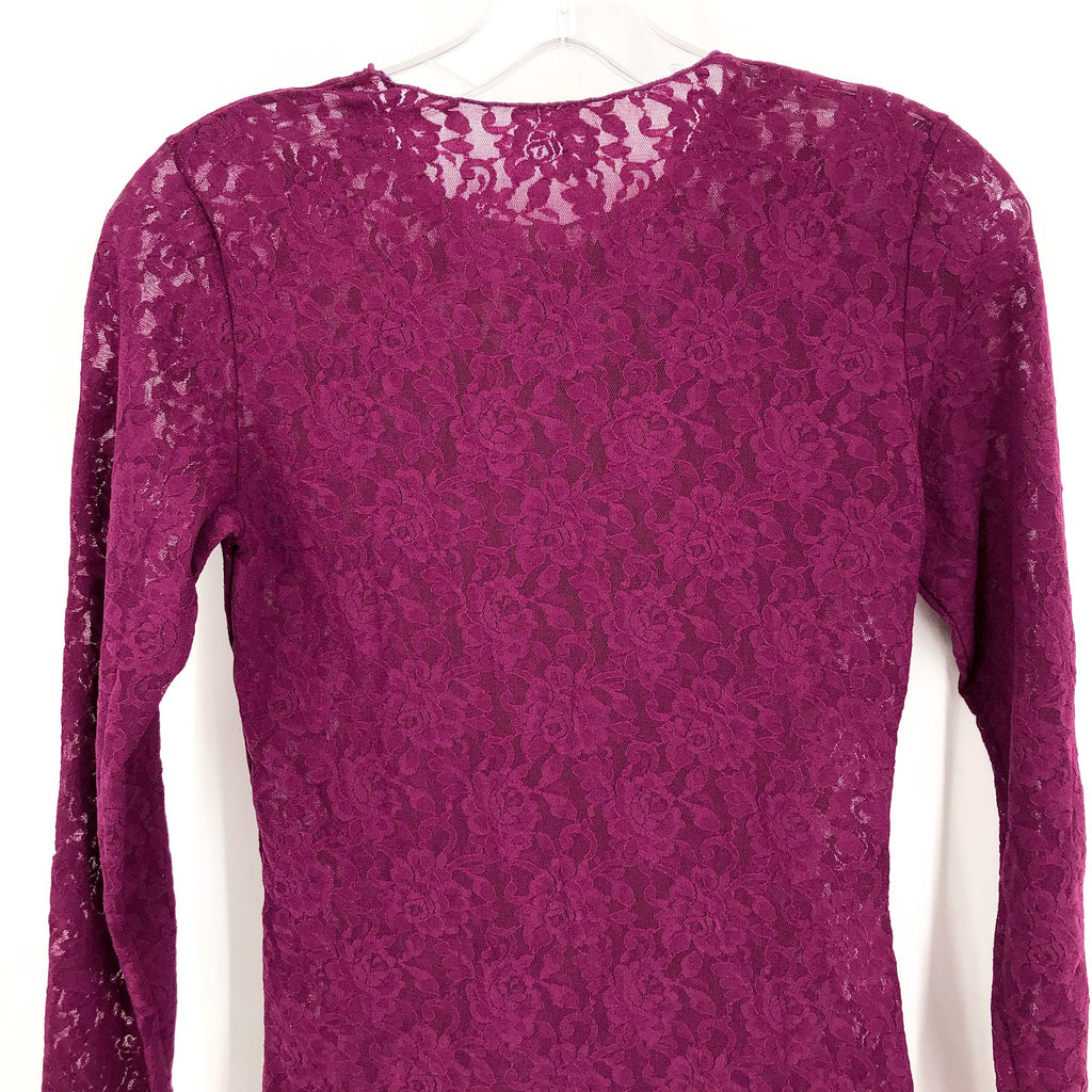 HANKY PANKY Women's Signature Lace Unlined Top Medium Sugar Plum Long Sleeve NWT