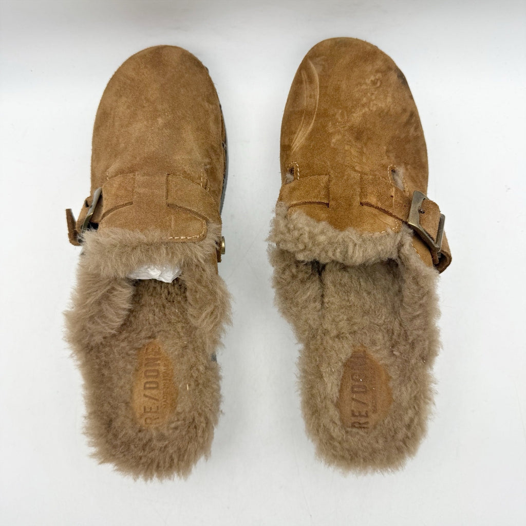 RE/DONE Womens 70s Studded Clogs EU 40 US 10 Cognac Brown Suede Shearling NWOB