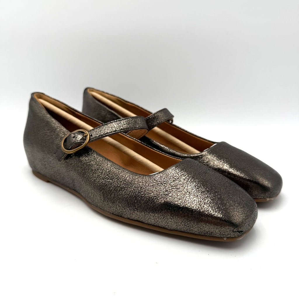 Sofft Womens Palma Mary Jane Flats Size 8.5 EU 39.5 Bronze Metallic Leather NIB