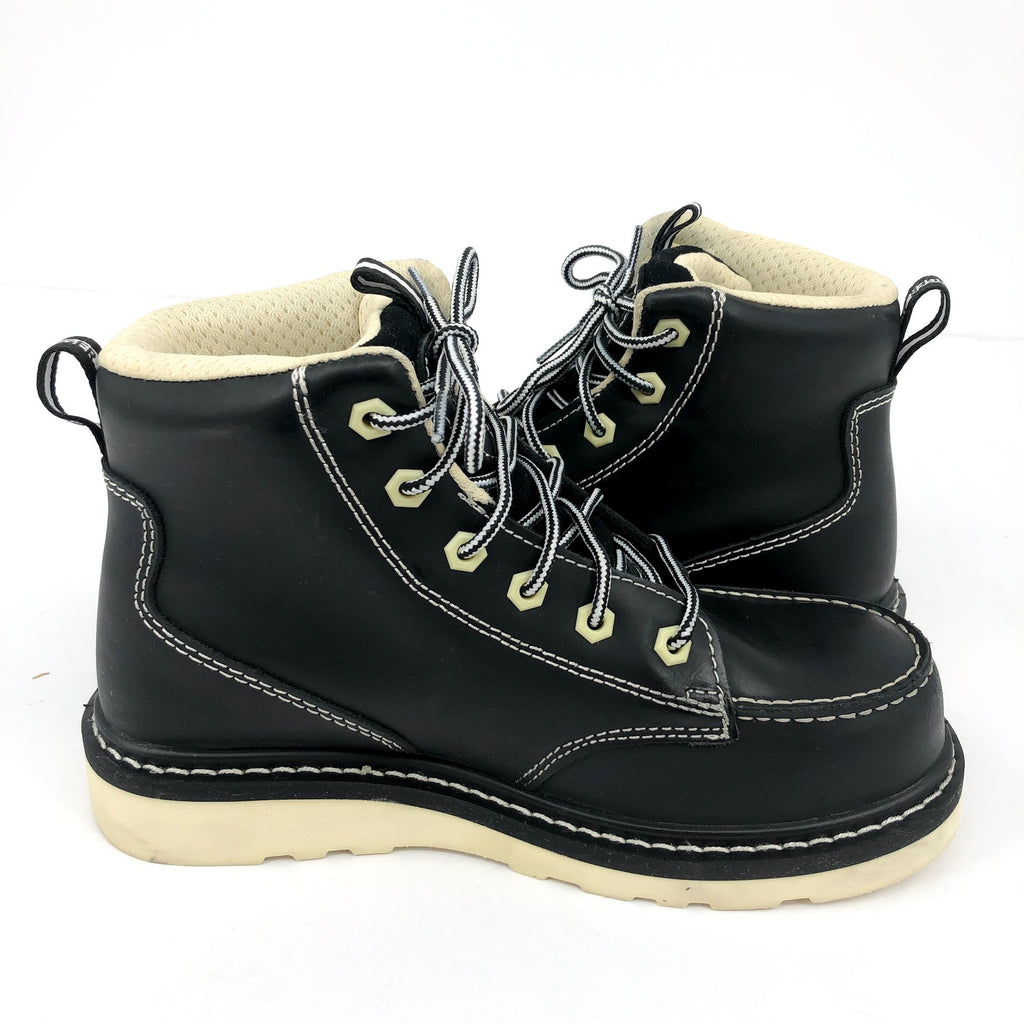Avenger Womens 6" Moc Toe Work Boot Size 9.5 Black Comp Toe WP Wedge Sole NIB