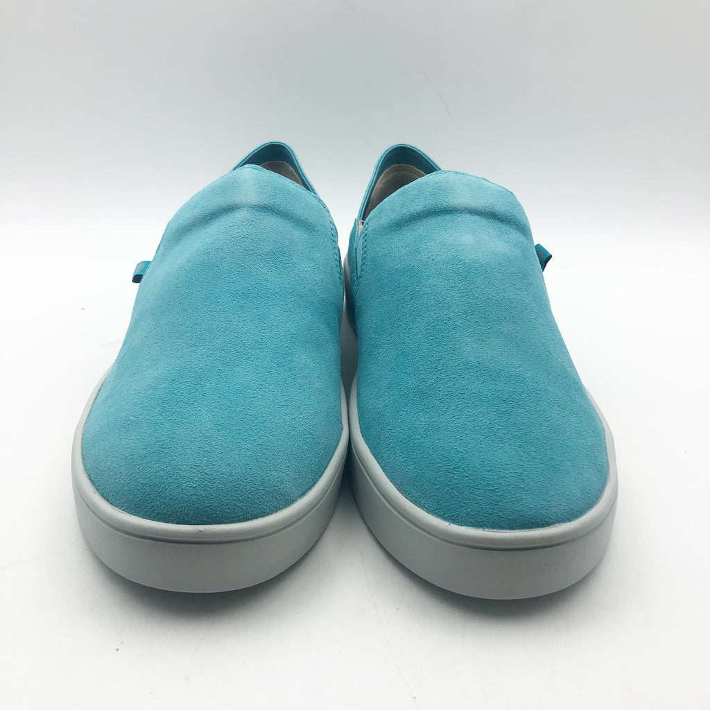 Spenco Womens Saylor Slip On Sneakers Size 9 WIDE Aqua Sea Blue Leather NIB