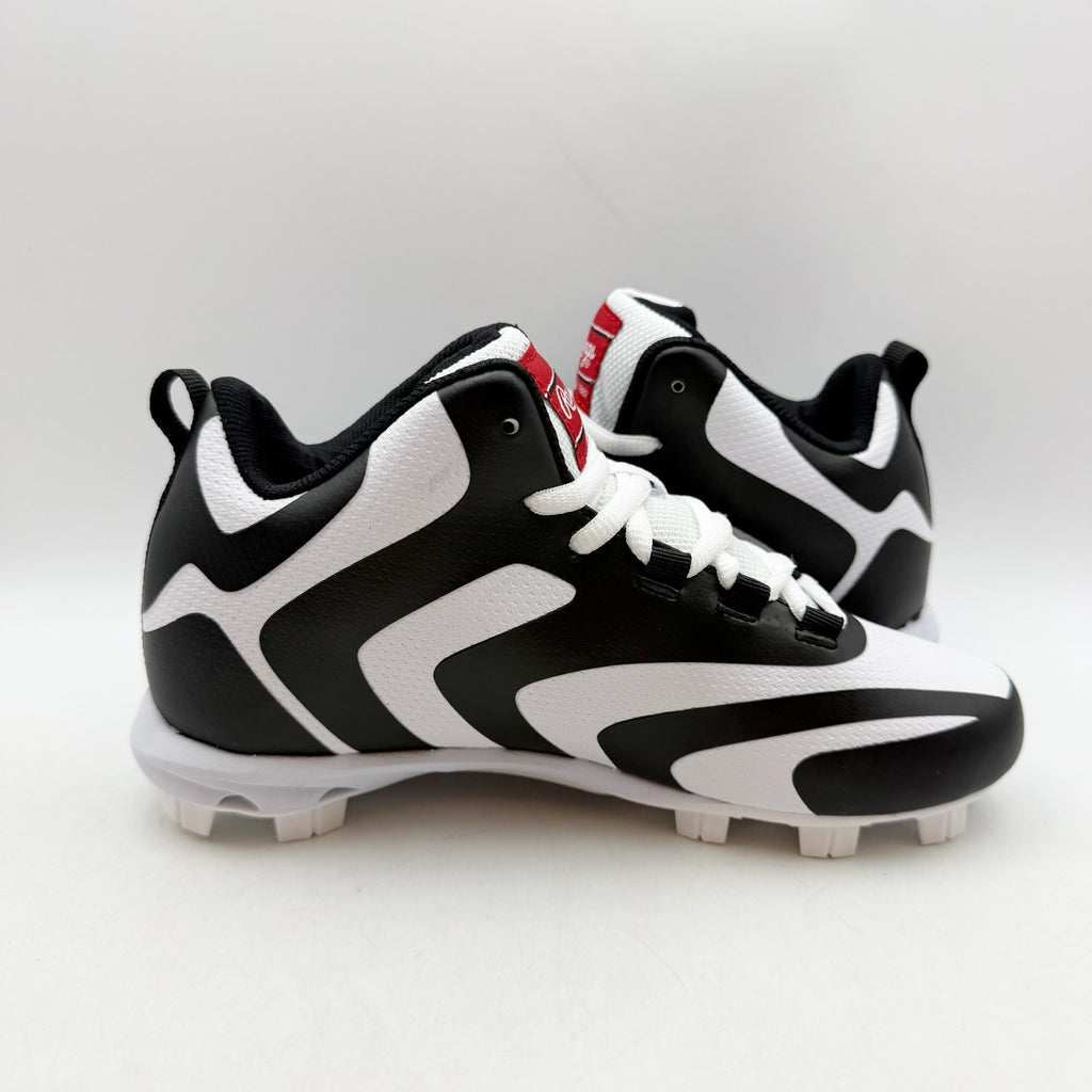 Rawlings Boys Rookie Mid Baseball Cleats US 4 EU 36 Black White NIB
