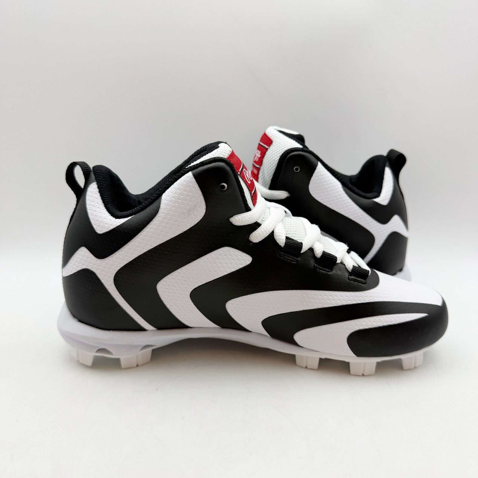 Rawlings Boys Rookie Mid Baseball Cleats US 4 EU 36 Black White NIB