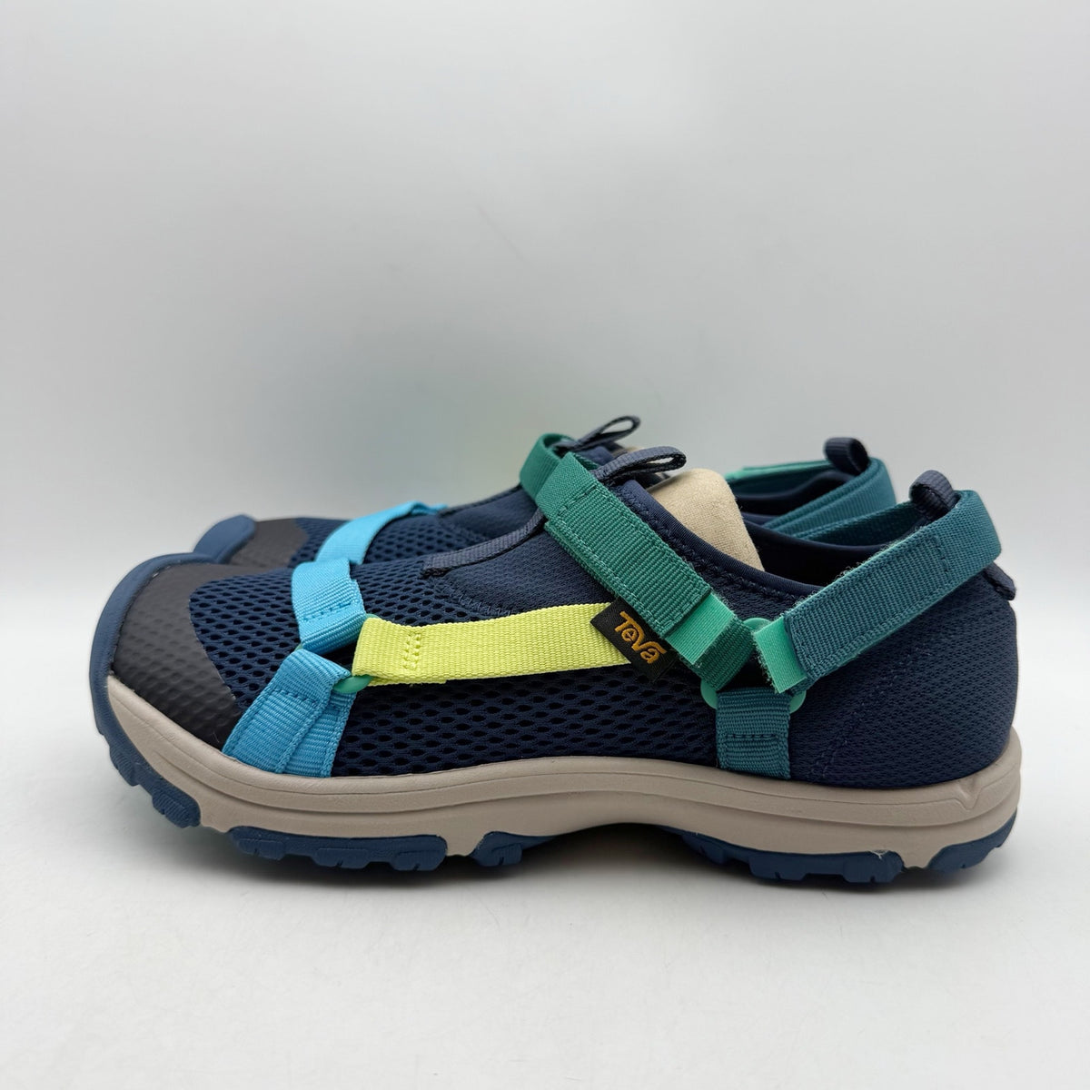 TEVA Kids Outflow Universal Sandals Youth 5 Navy Blue Green Water Shoes NIB