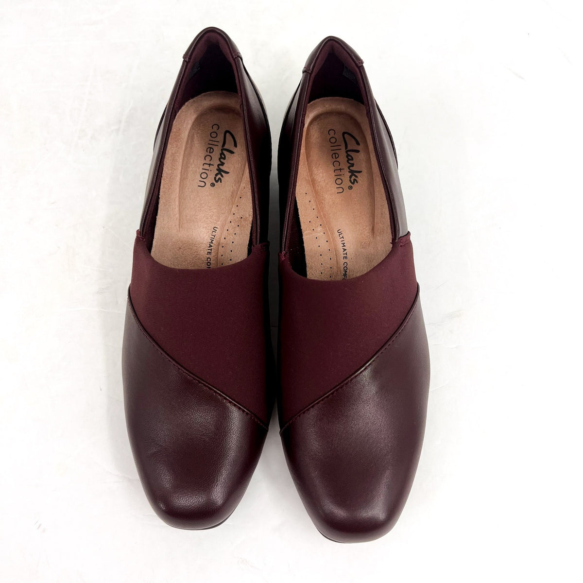 CLARKS Womens Juliet Gem Slip On Flats Loafers Size 6.5 Red Burgundy Leather NIB