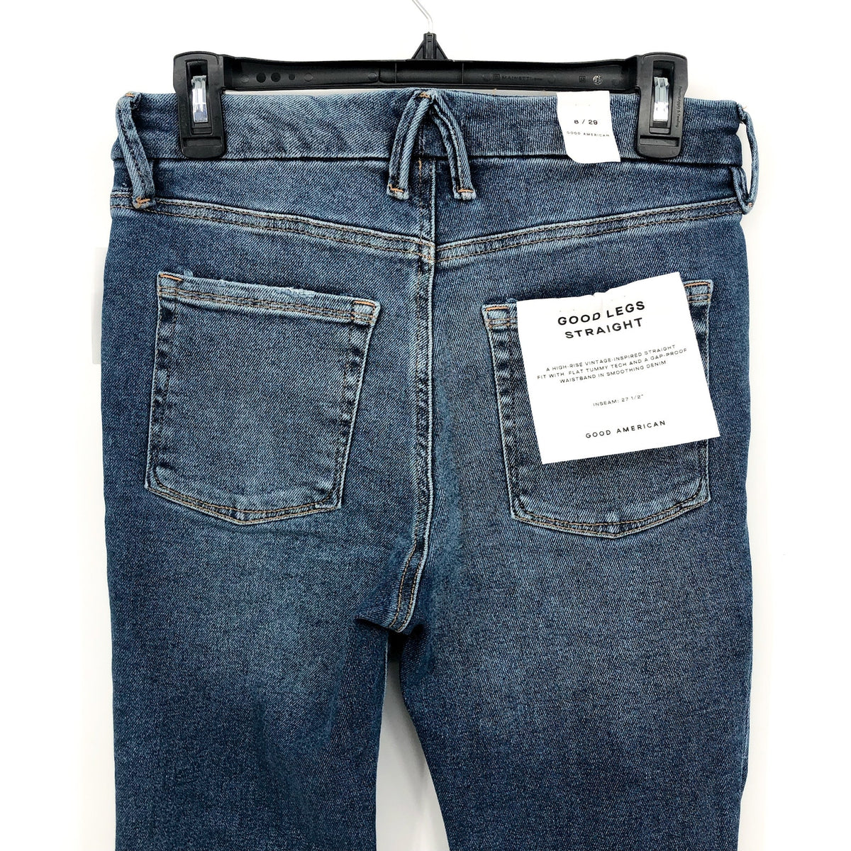 GOOD AMERICAN Good Straight Ripped Ankle Jeans Size 29 US 8 Indigo Blue NWT