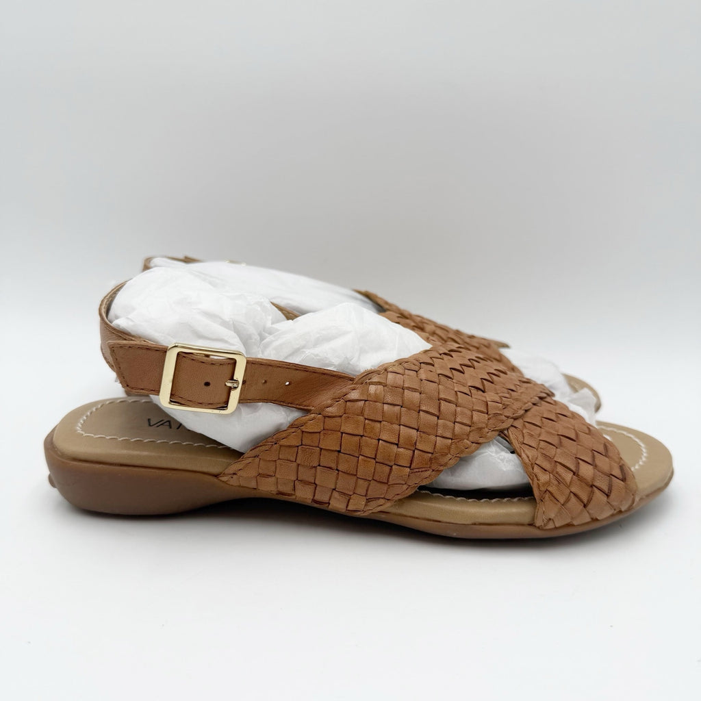 Vaneli Womens Tagus Sandals US 8 Narrow Camel Brown Burnished Woven Leather NIB