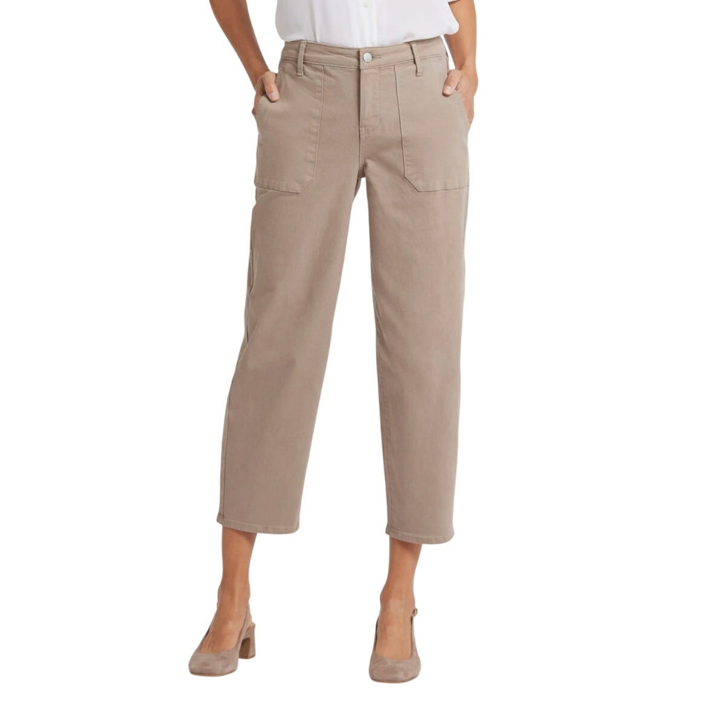 NYDJ Womens Relaxed Crop Straight Leg Jeans Size 10 Beige Tan Utility Pocket NWT