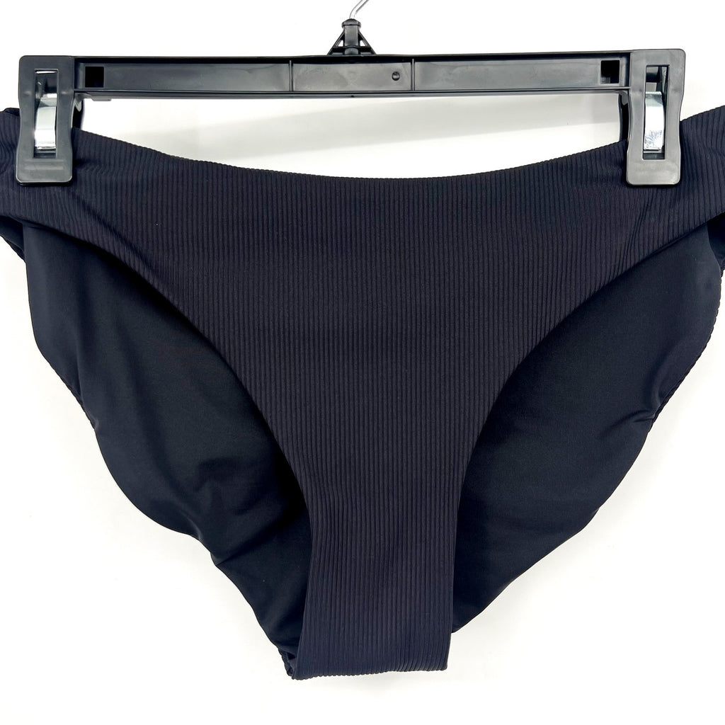BECCA Women's Modern Edge Shirred American Bikini Bottom Medium Black NWT