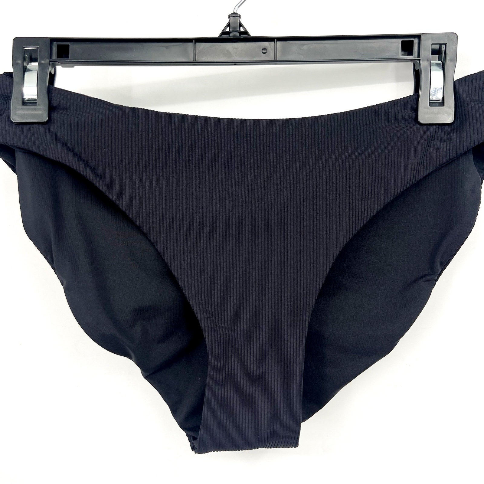 BECCA Women's Modern Edge Shirred American Bikini Bottom Medium Black NWT