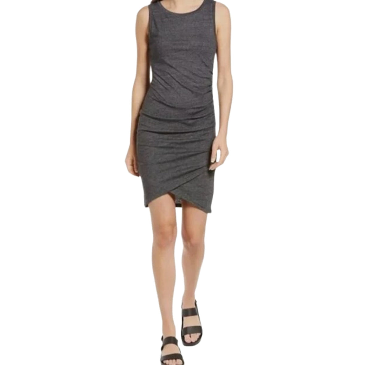 TREASURE & BOND Ruched Sleeveless Jersey Tank Dress Medium Gray Blue NWOT