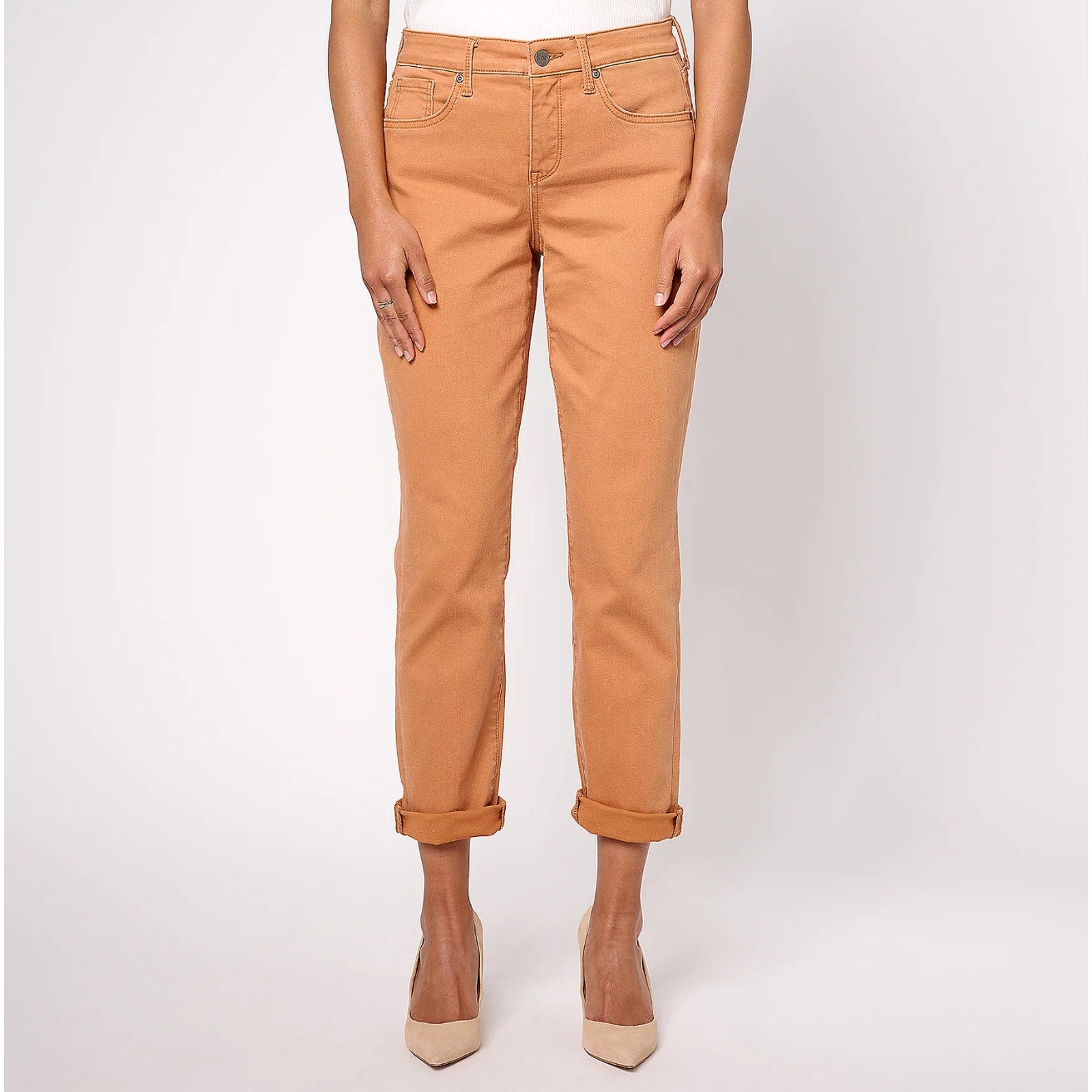 NYDJ Womens Margot Girlfriend Jeans Size 16 PETITE Rust Brown Straight Leg NWT