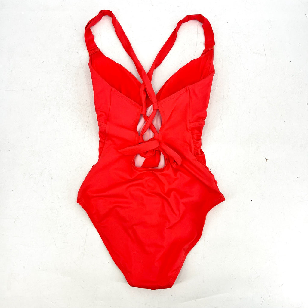 TOMMY BAHAMA Novelty Pearl One Piece Swimsuit Size 8 Pink Coral V neck NWT