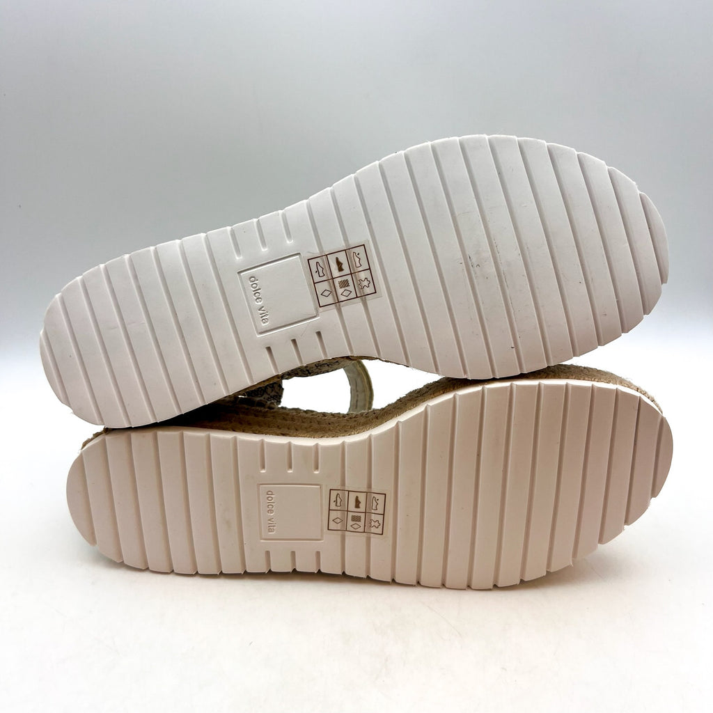DOLCE VITA Myra Espadrille Platform Sandals Size 8.5 Stone Snake Leather NWOB