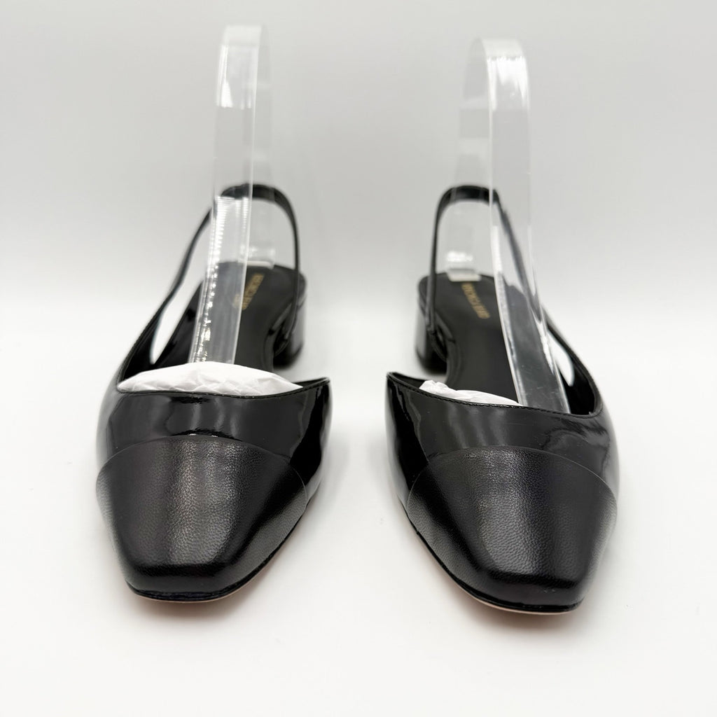 Veronica Beard Womens Cecile Cap Toe Slingback Heels Size 8 M Black Leather NIB