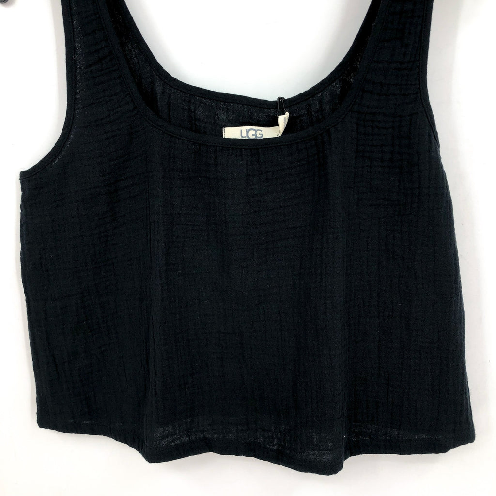 UGG Women's Cinthia Tank Cami XS Tarr Black Cropped Cotton Gauze NWT